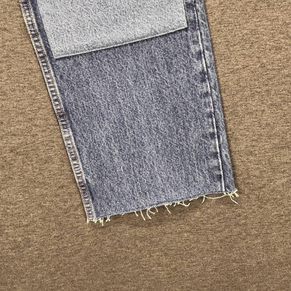 Levis 551 Jeans Mens 31x29 Blue Relaxed Fit Patchwork Raw Hem Straight Leg Denim - Picture 2 of 16